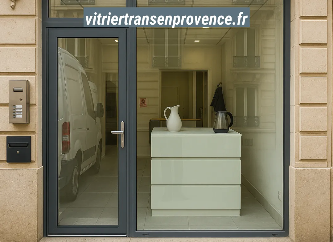 Façade vitrine de magasin en aluminium sur mesure à Trans-en-Provence